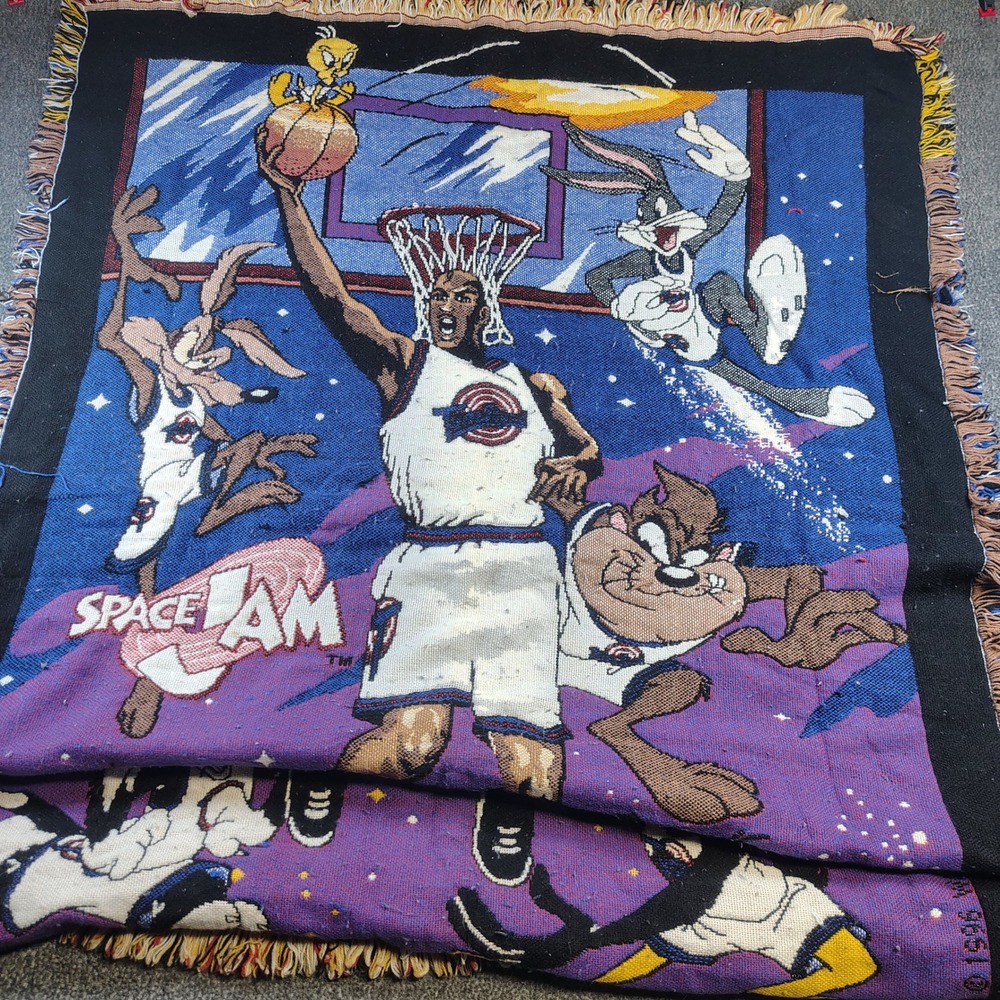 Warner Bros Space Jam Woven Blanket44x57 Vintage Michael Jordan
